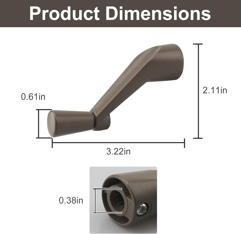 VIDABTE Window Crank Handle Replacement for Andersen 0532408, 3/8 Diameter Spline Operator Handle for Older Anderson Windows, Casement Window Crank for 1974 to 1995 - Image 2